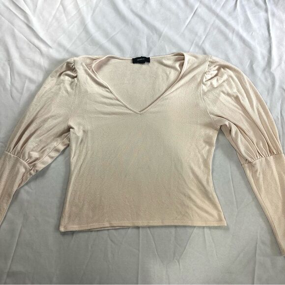 Forever 21 Blush Pink Long Balloon Sleeve V-neck Sweater Shirt Women’s Sz 2X - Picture 5 of 11